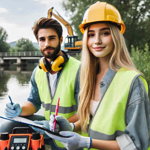Umwelttechnikerin bei der Arbeit an einem Umweltschutzprojekt