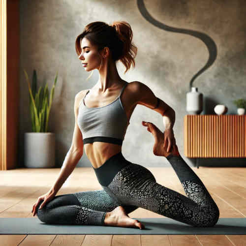 Yogalehrerin bei der Anleitung einer Yoga-Klasse